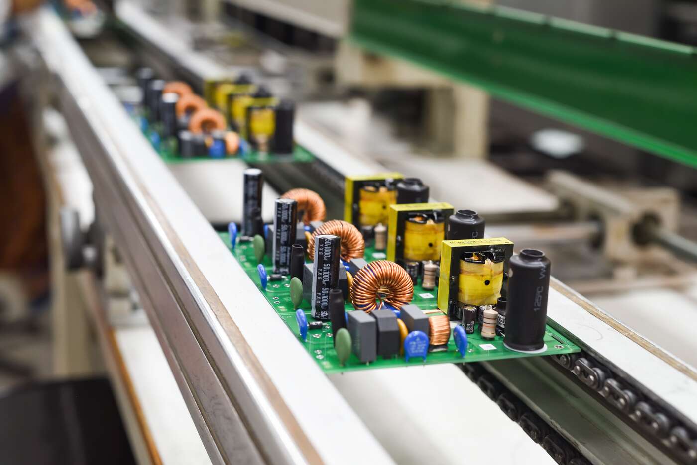 Electronics part on assembly line